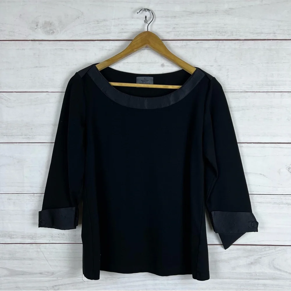 CHANEL Black Top with Gray Accents - Picture 1 of 7